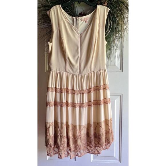 Gibson Latimer Size 8 Womens Tiered Dress Cream Lace Sleeveless-Not For Sale - Picture 6 of 17